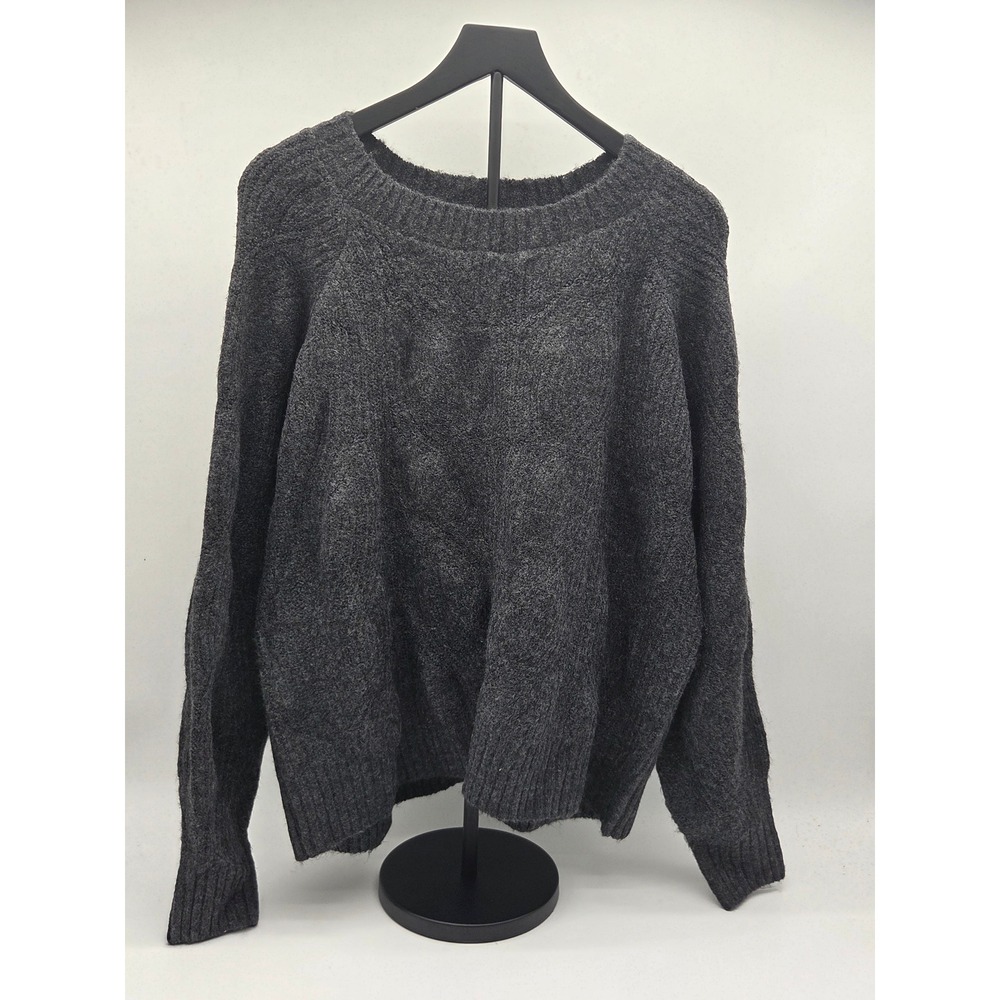 Market & Spruce Women's L Charcoal Gray Knit Crewneck Sweater NWT 101-783